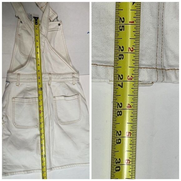 RVCA White Denim Overall Skirt Dresses Size XS Pockets  Conquer - Picture 13 of 17
